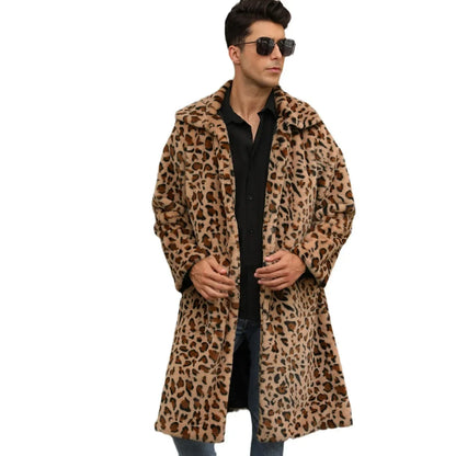 Men Fur Leopard Style Coat