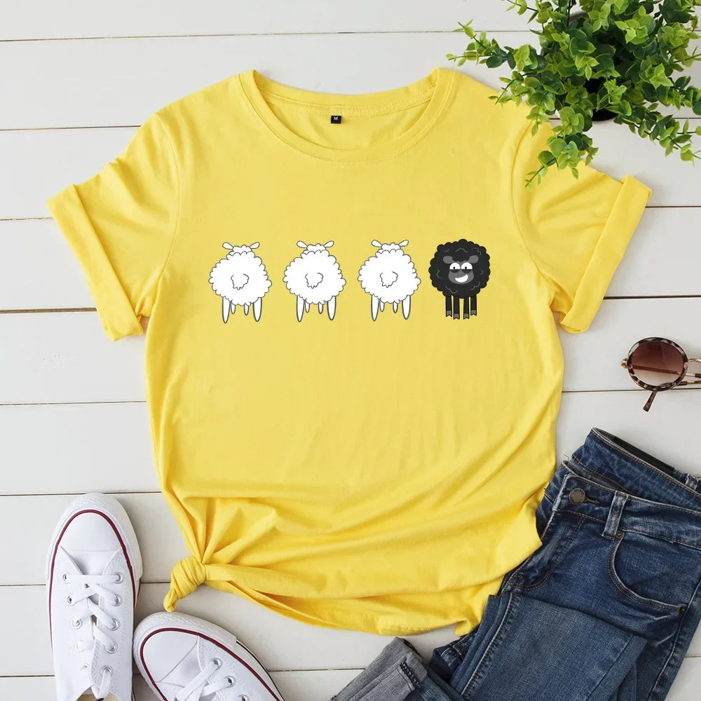 Woman's Sheep Graphic Short Sleeve T-Shirt