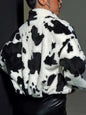 Winter Fluffy Cow Print Jacket
